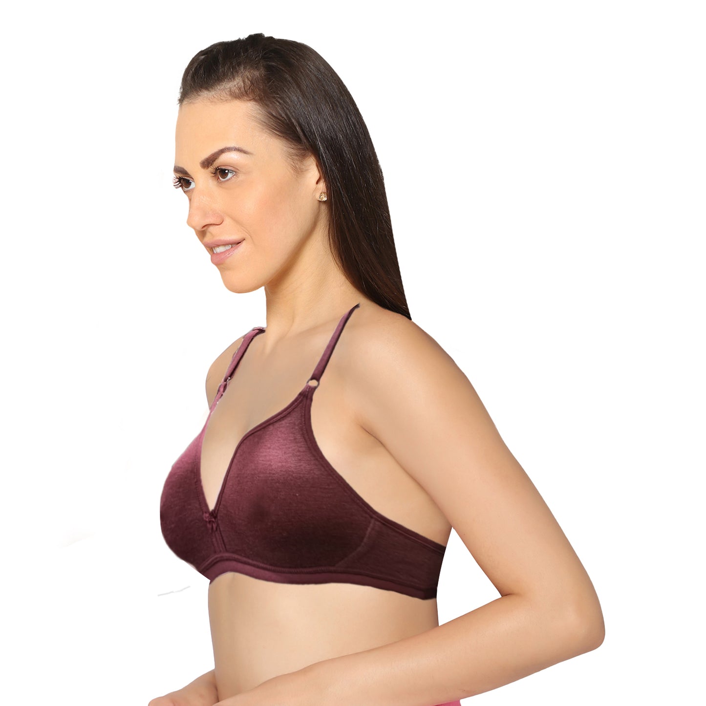 Half Coverage Melange Maroon Non Padded Wire Free Everyday Bra.