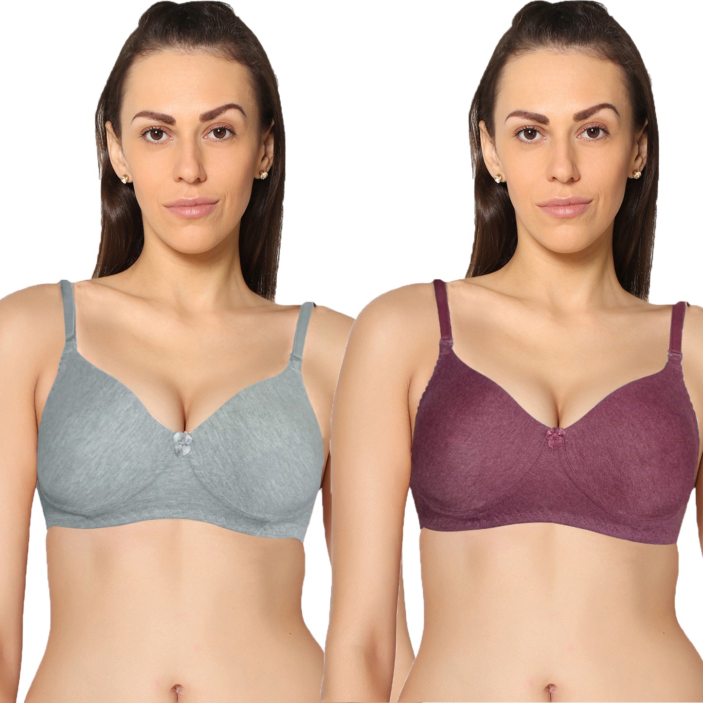 Non Padded Full Coverage Super Combed Stretch T-Shirt Every Day Bra (Pack Of 2).