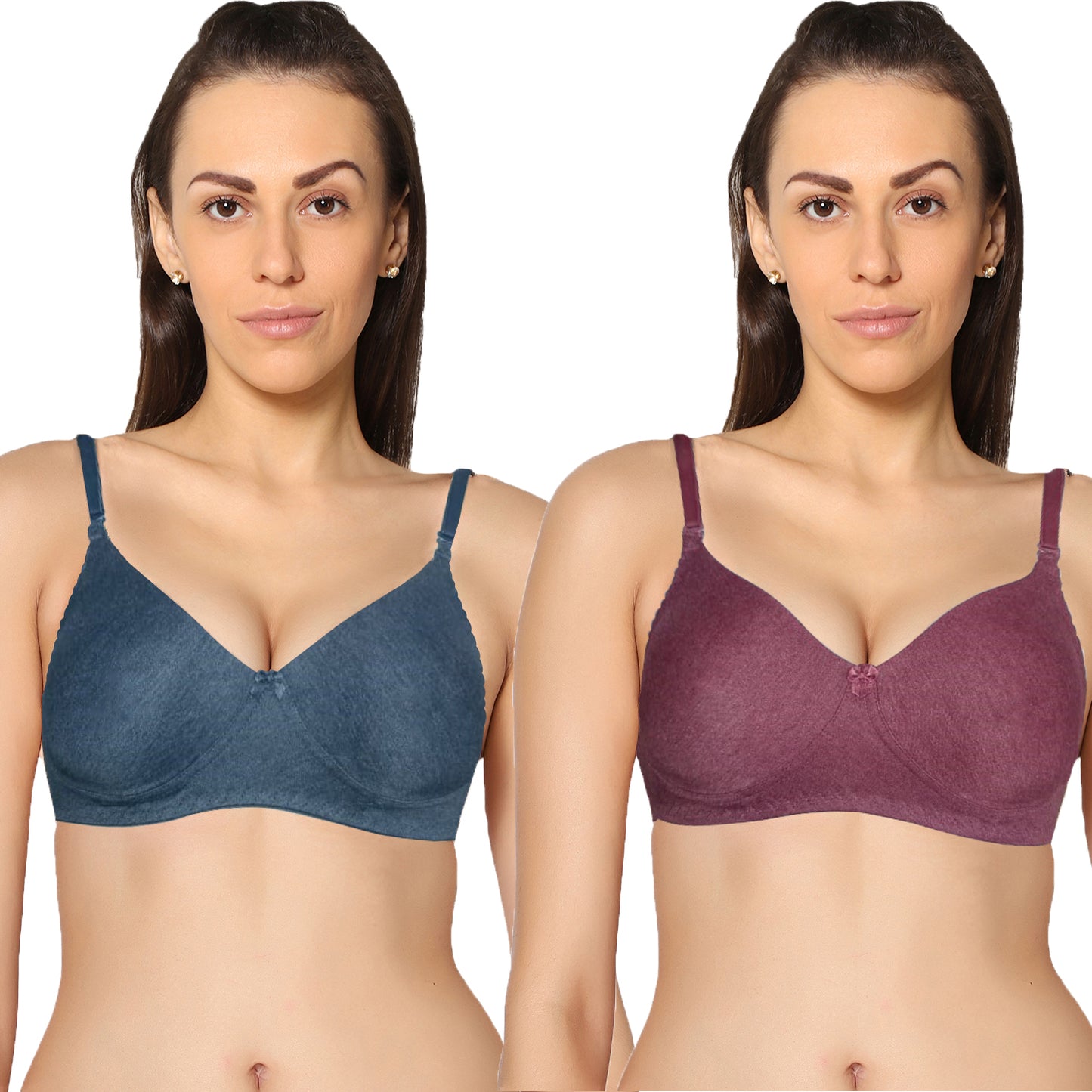 Non Padded Full Coverage Super Combed Stretch T-Shirt Every Day Bra (Pack Of 2).