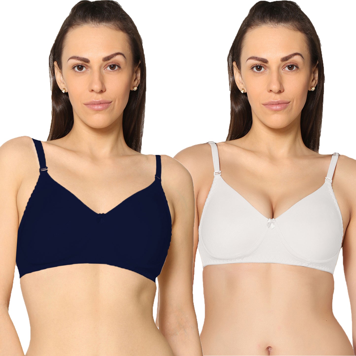 Non Padded Full Coverage Super Combed Stretch T-Shirt Every Day Bra (Pack Of 2)