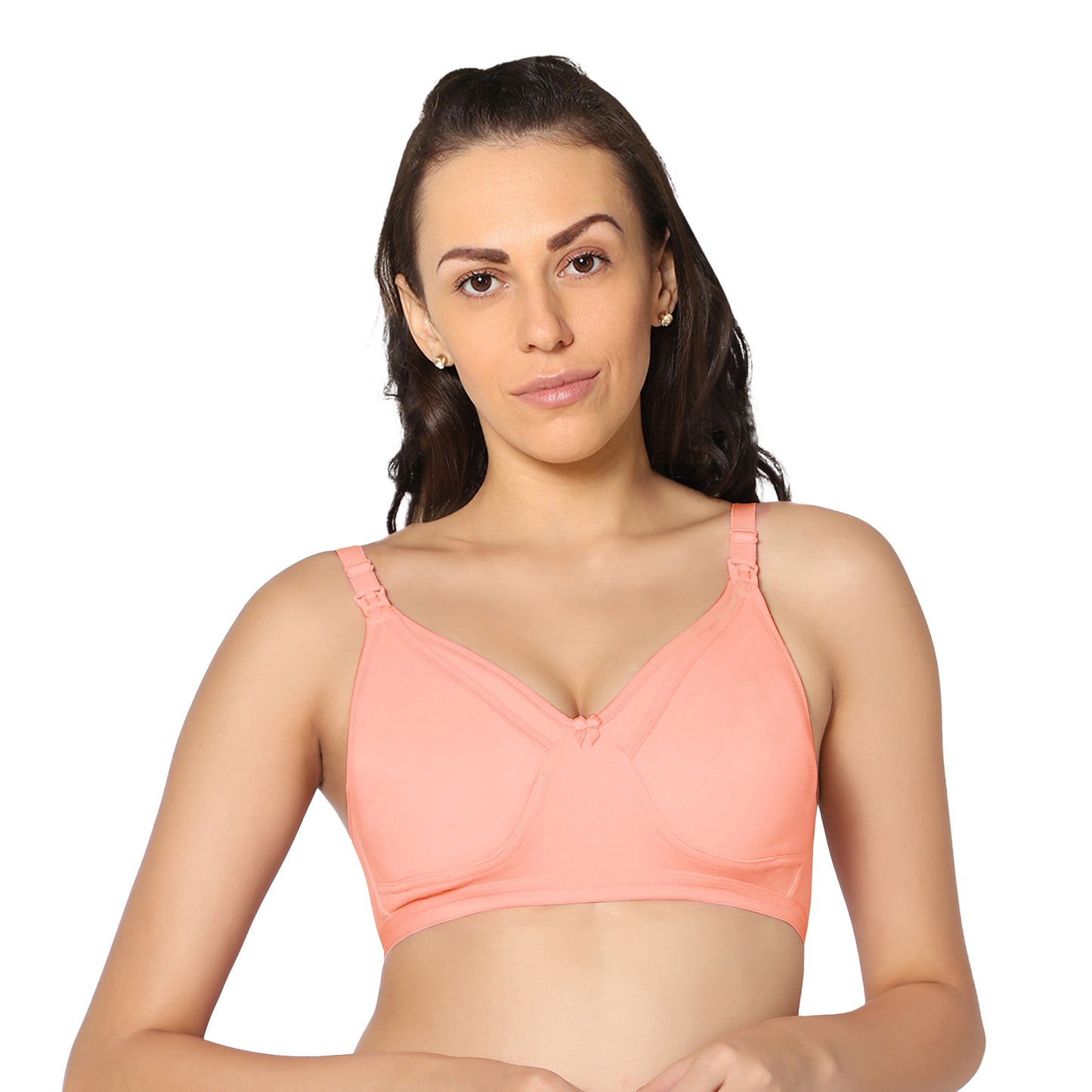 Full Coverage Peach Non Padded All Day Comfort Feeding Bra.