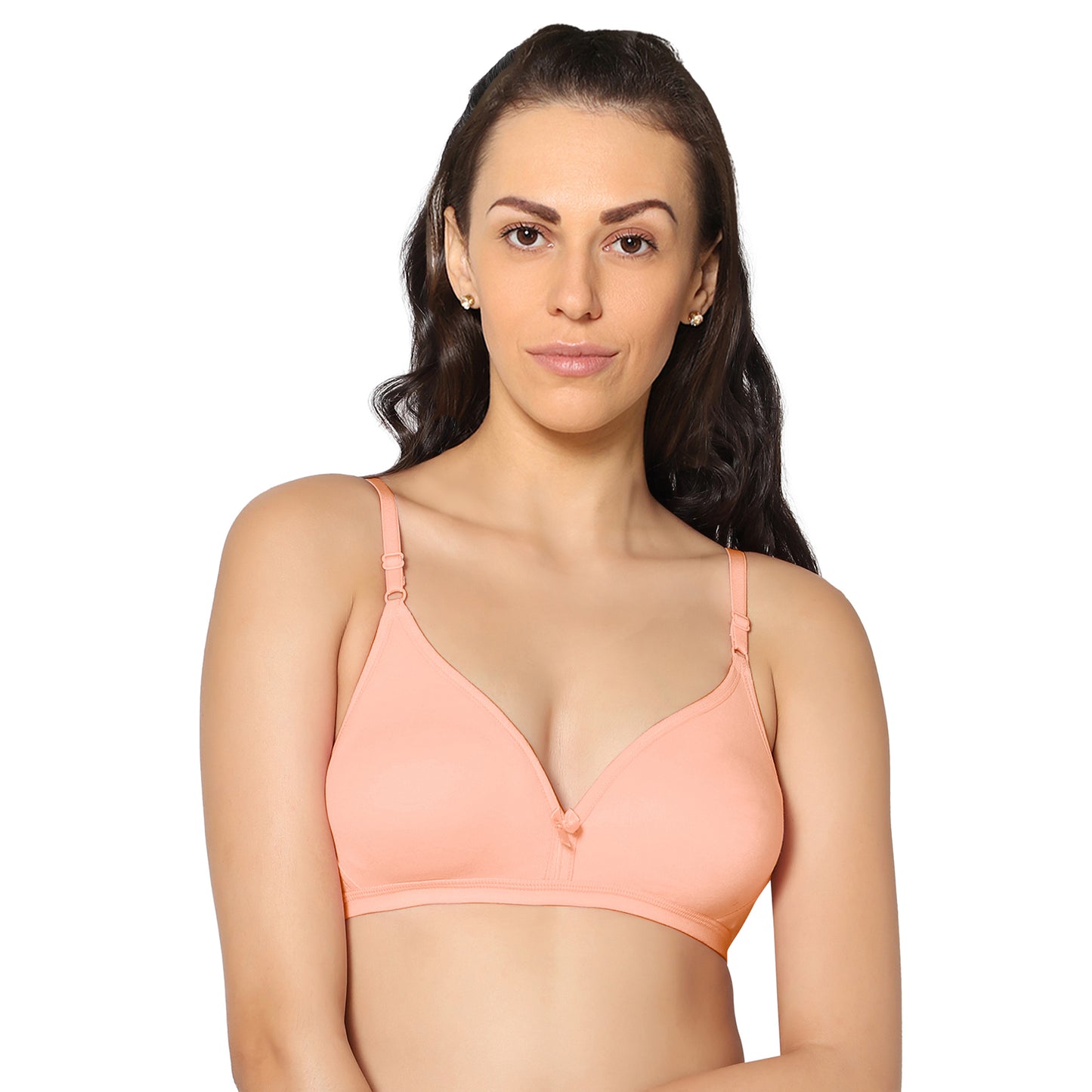 Half Coverage Peach Non Padded Wire Free Everyday Bra.