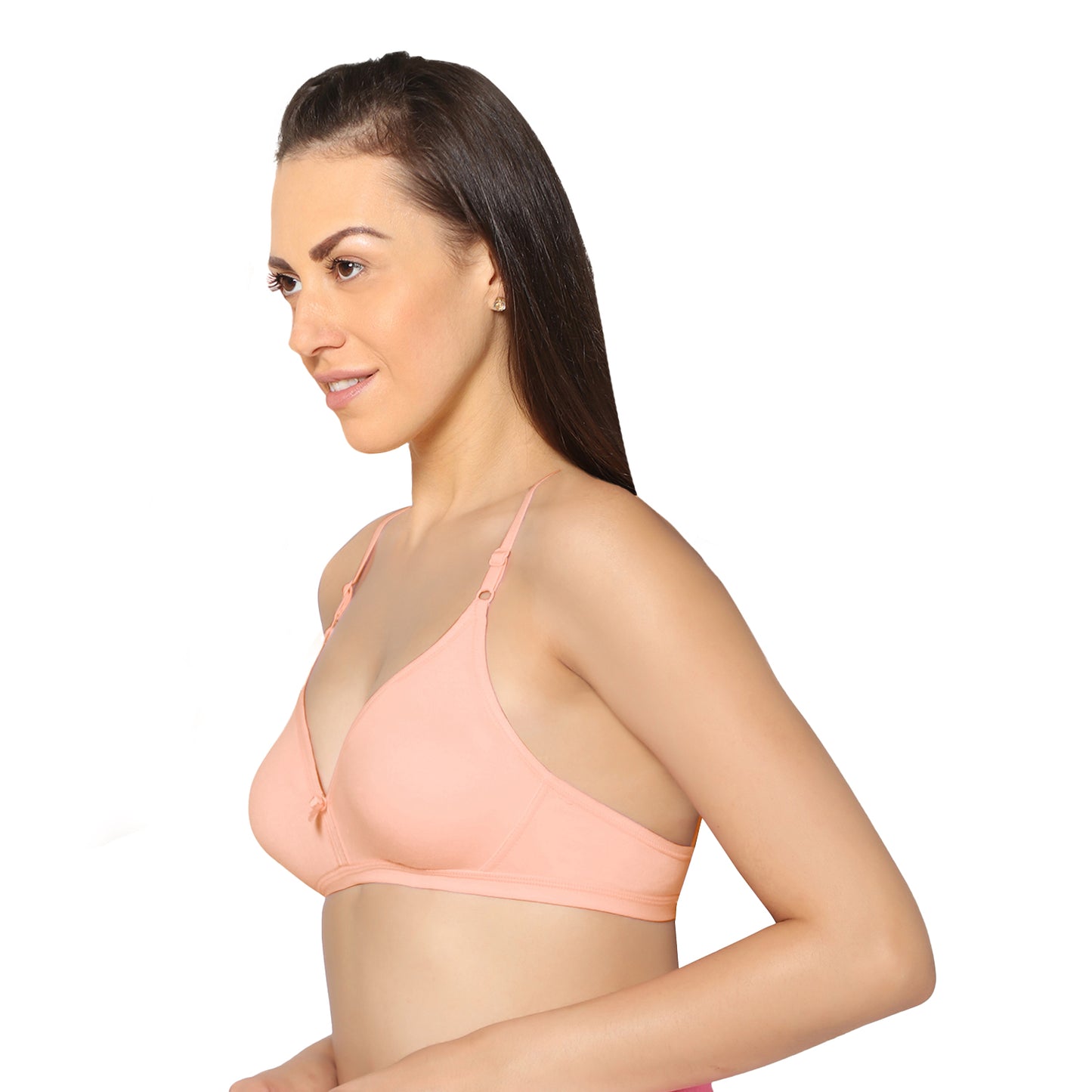 Half Coverage Peach Non Padded Wire Free Everyday Bra.