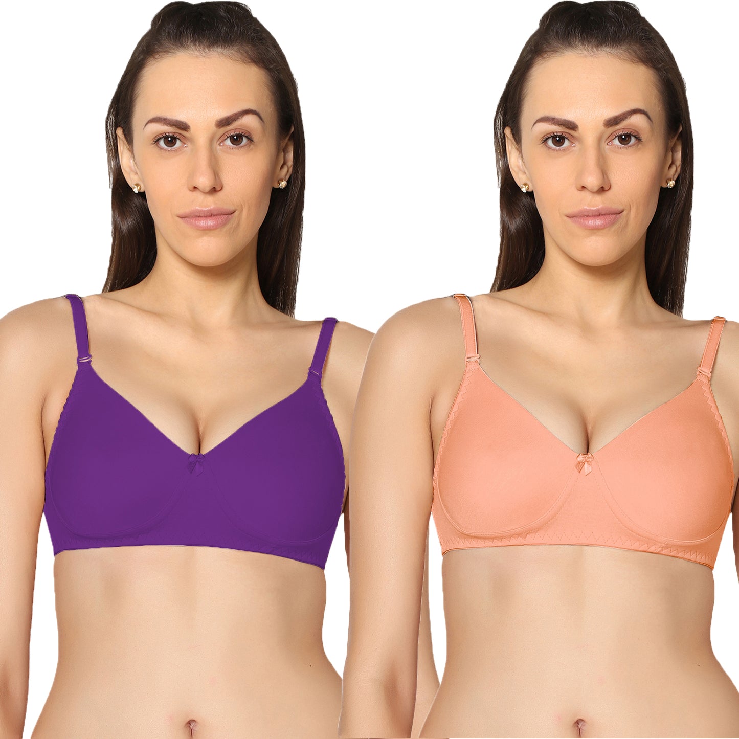 Non Padded Full Coverage Super Combed Stretch T-Shirt Every Day Bra (Pack Of 2).