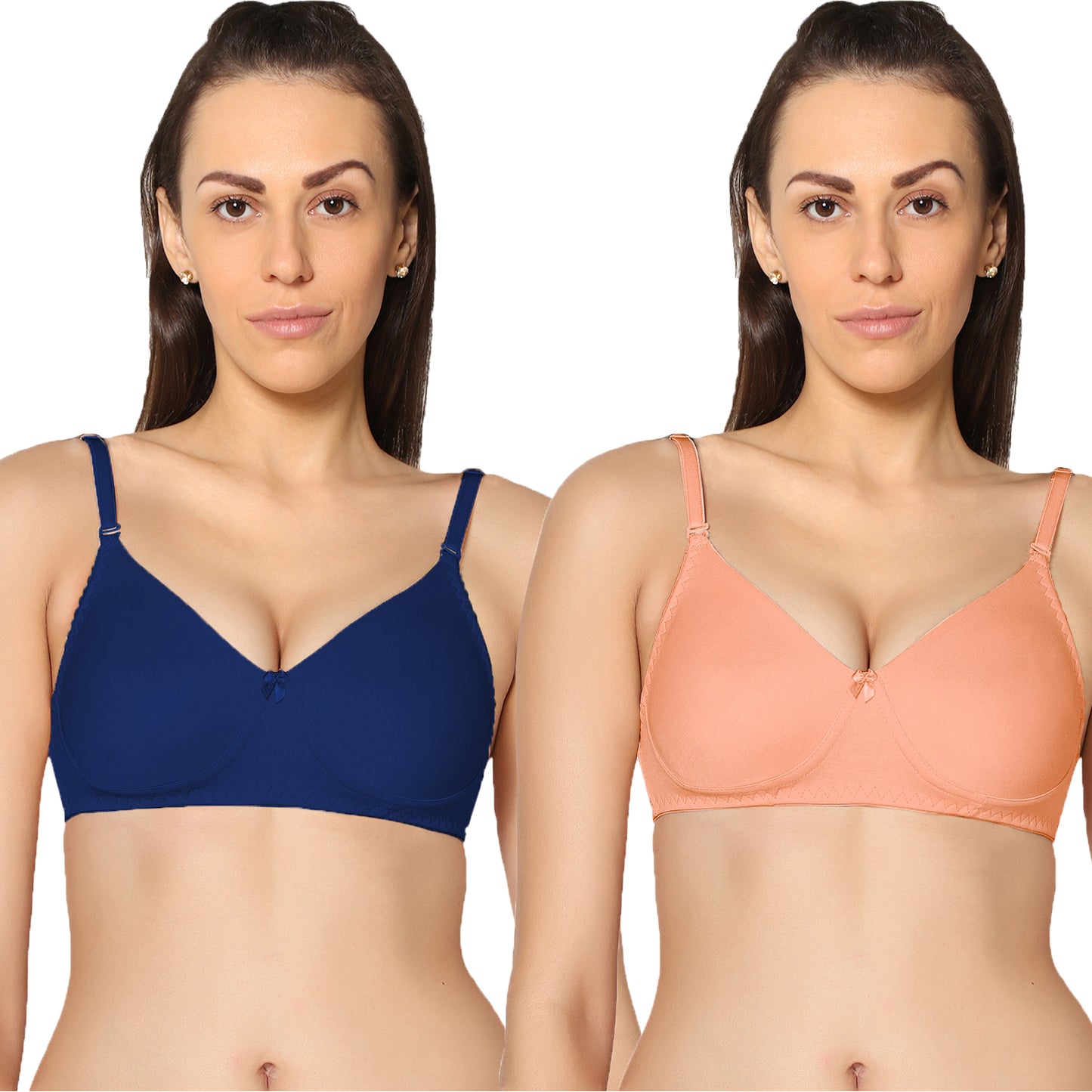 Non Padded Full Coverage Super Combed Stretch T-Shirt Every Day Bra (Pack Of 2).