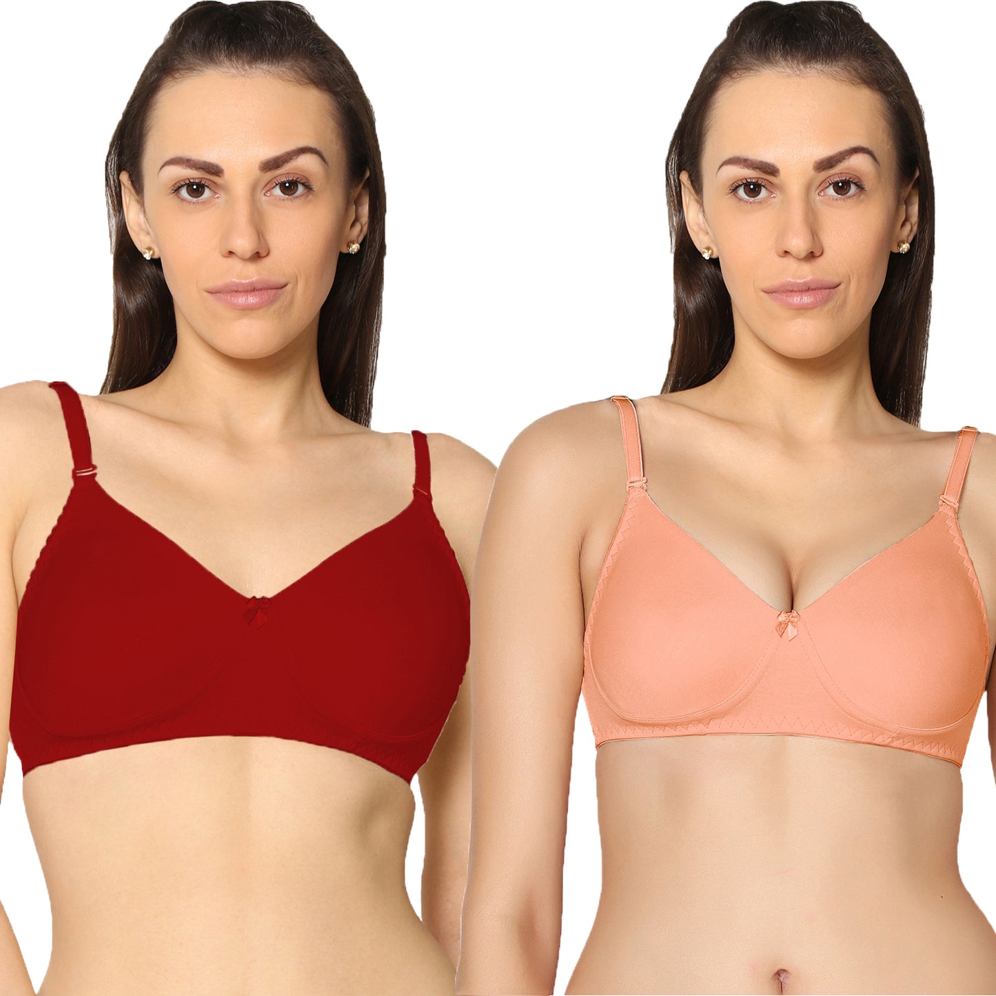 Non Padded Full Coverage Super Combed Stretch T-Shirt Every Day Bra (Pack Of 2).