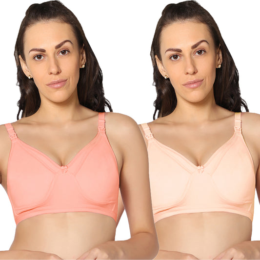 Full Coverage Non Padded All Day Comfort Feeding Bra (Pack Of 2)