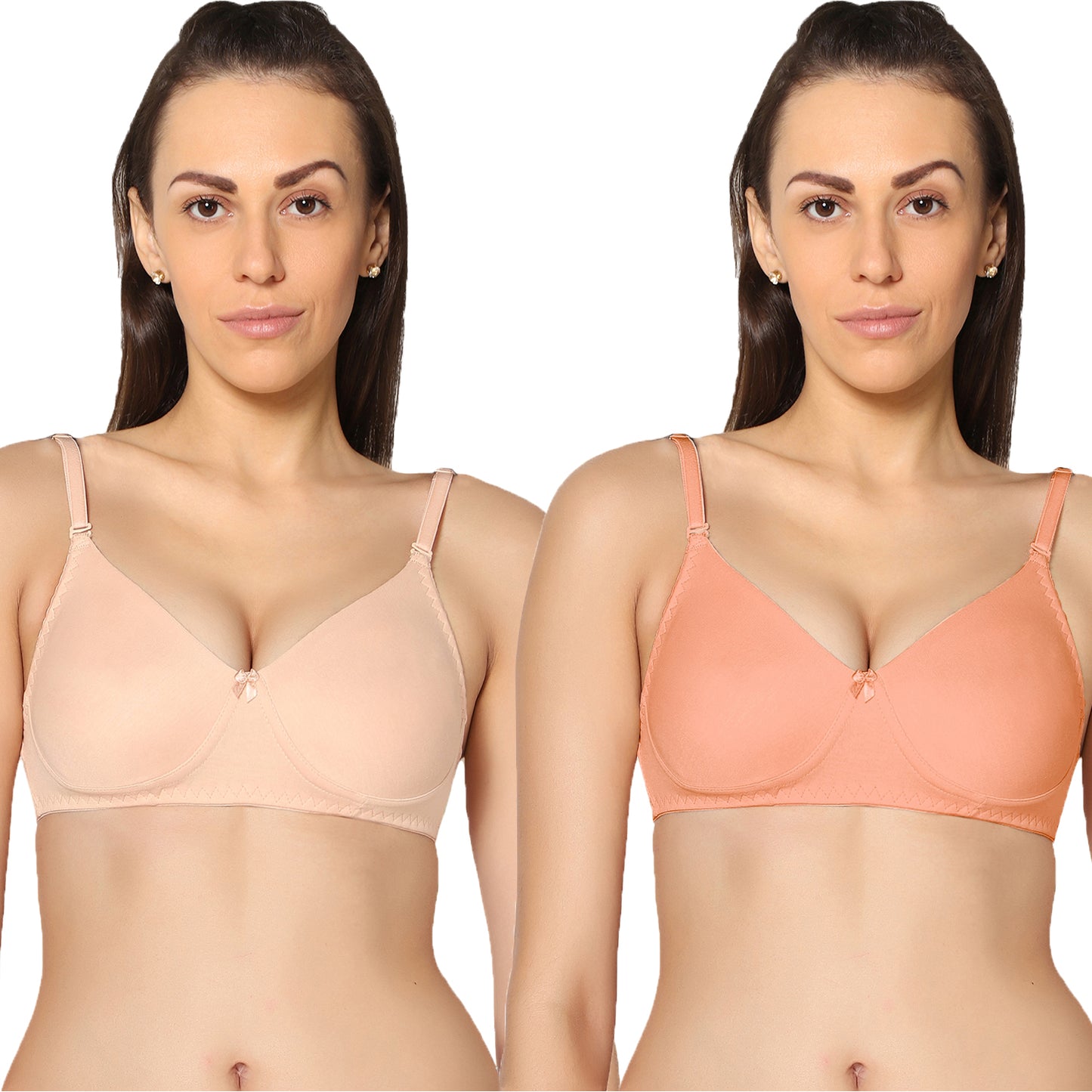 Non Padded Full Coverage Super Combed Stretch T-Shirt Every Day Bra (Pack Of 2).