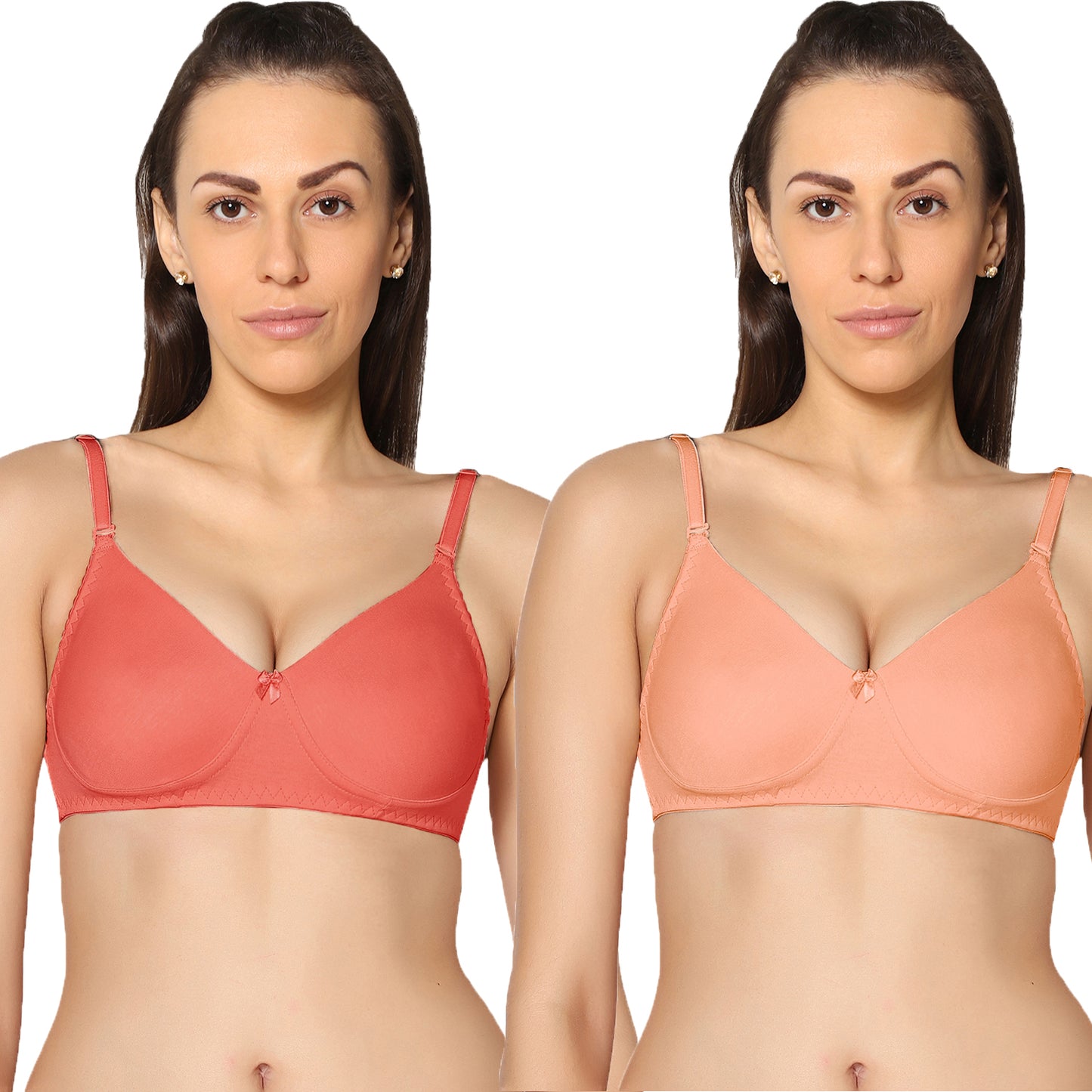 Non Padded Full Coverage Super Combed Stretch T-Shirt Every Day Bra (Pack Of 2).