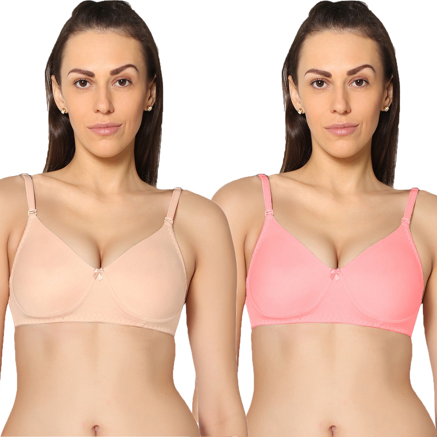 Non Padded Full Coverage Super Combed Stretch T-Shirt Every Day Bra (Pack Of 2).