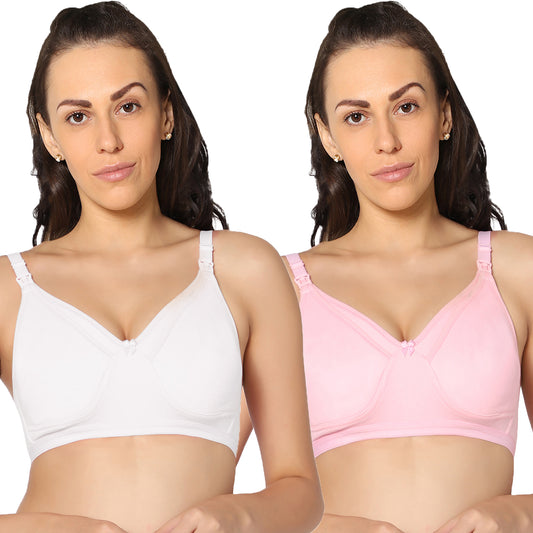 Full Coverage Non Padded All Day Comfort Feeding Bra (Pack Of 2)