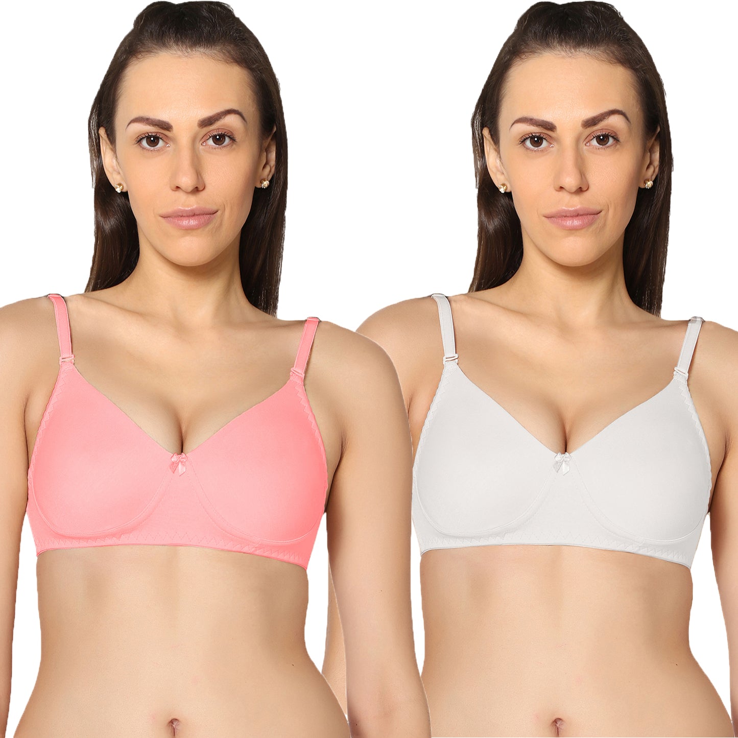 Non Padded Full Coverage Super Combed Stretch T-Shirt Every Day Bra (Pack Of 2).