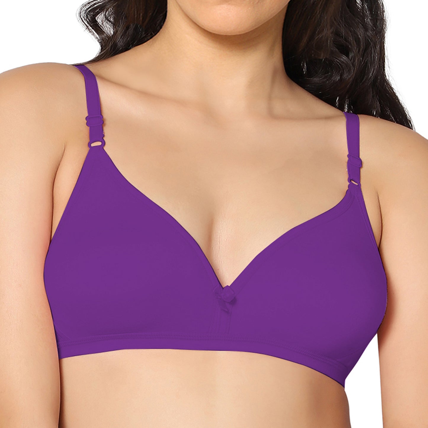 Half Coverage Purple Non Padded Wire Free Everyday Bra.