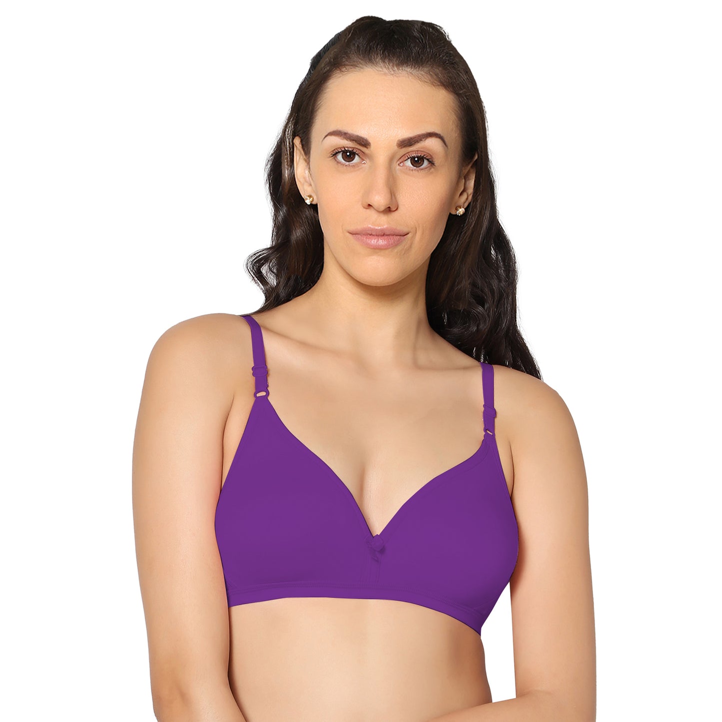 Half Coverage Purple Non Padded Wire Free Everyday Bra.