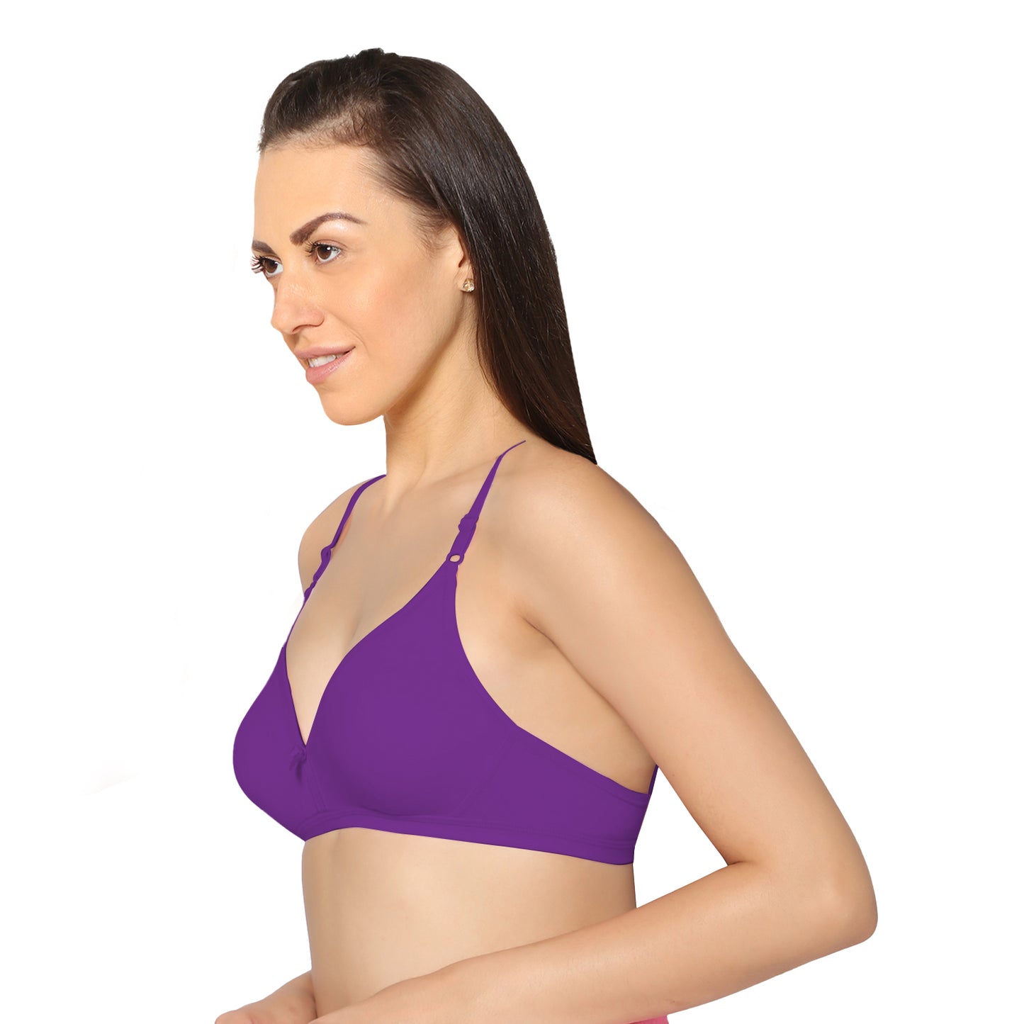 Half Coverage Purple Non Padded Wire Free Everyday Bra.