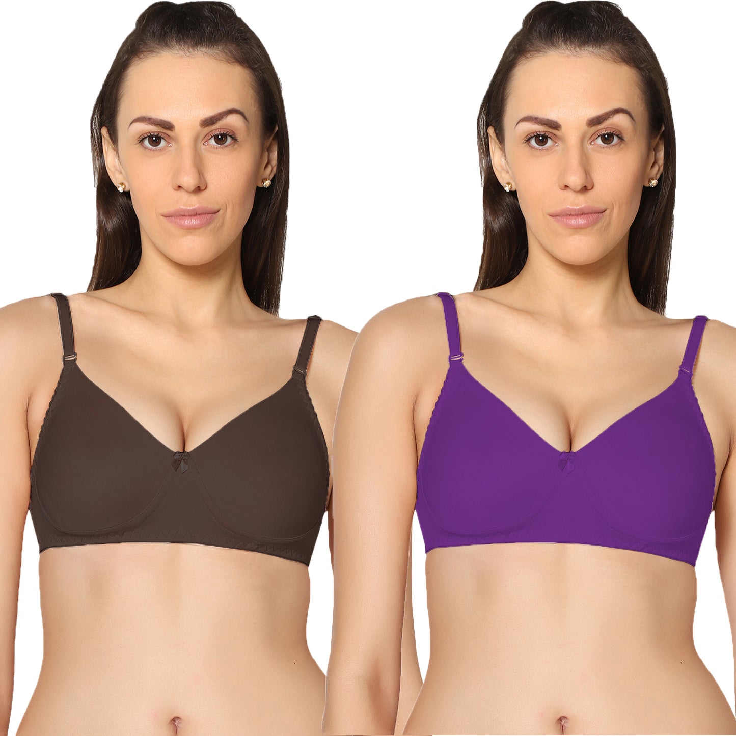 Non Padded Full Coverage Super Combed Stretch T-Shirt Every Day Bra (Pack Of 2).