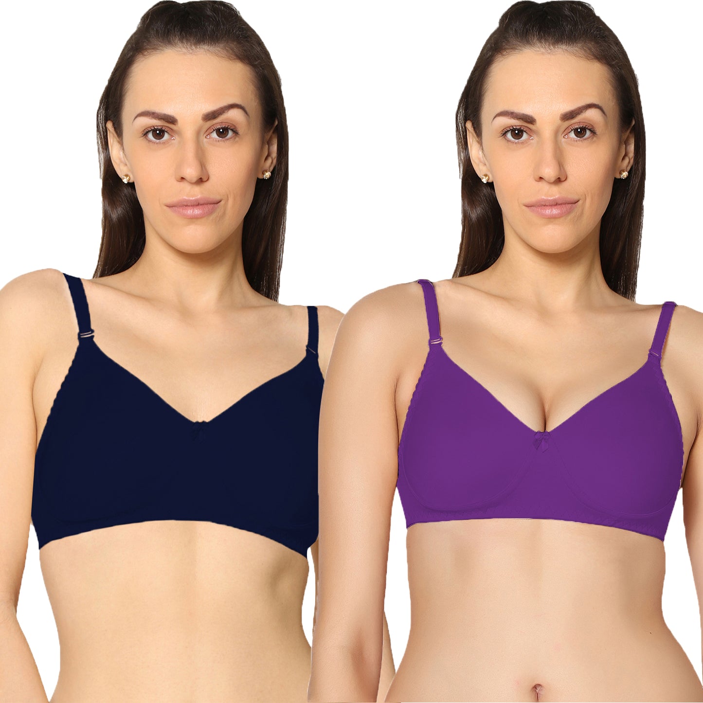 Non Padded Full Coverage Super Combed Stretch T-Shirt Every Day Bra (Pack Of 2).