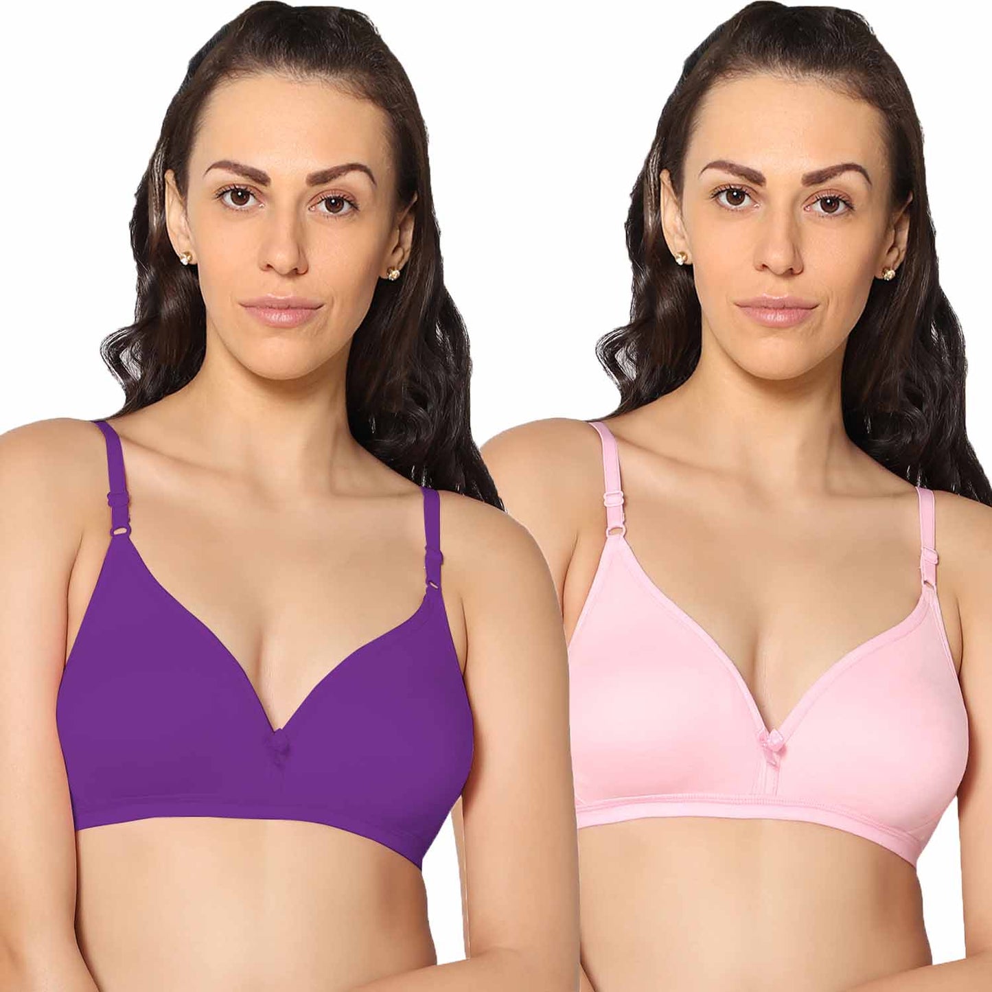 Half Coverage Non Padded Wire Free Everyday Bra Pack Of 2.