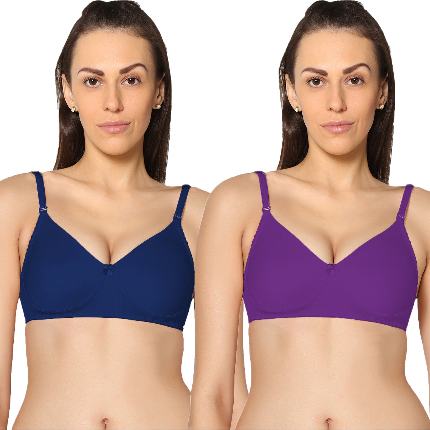 Non Padded Full Coverage Super Combed Stretch T-Shirt Every Day Bra (Pack Of 2).