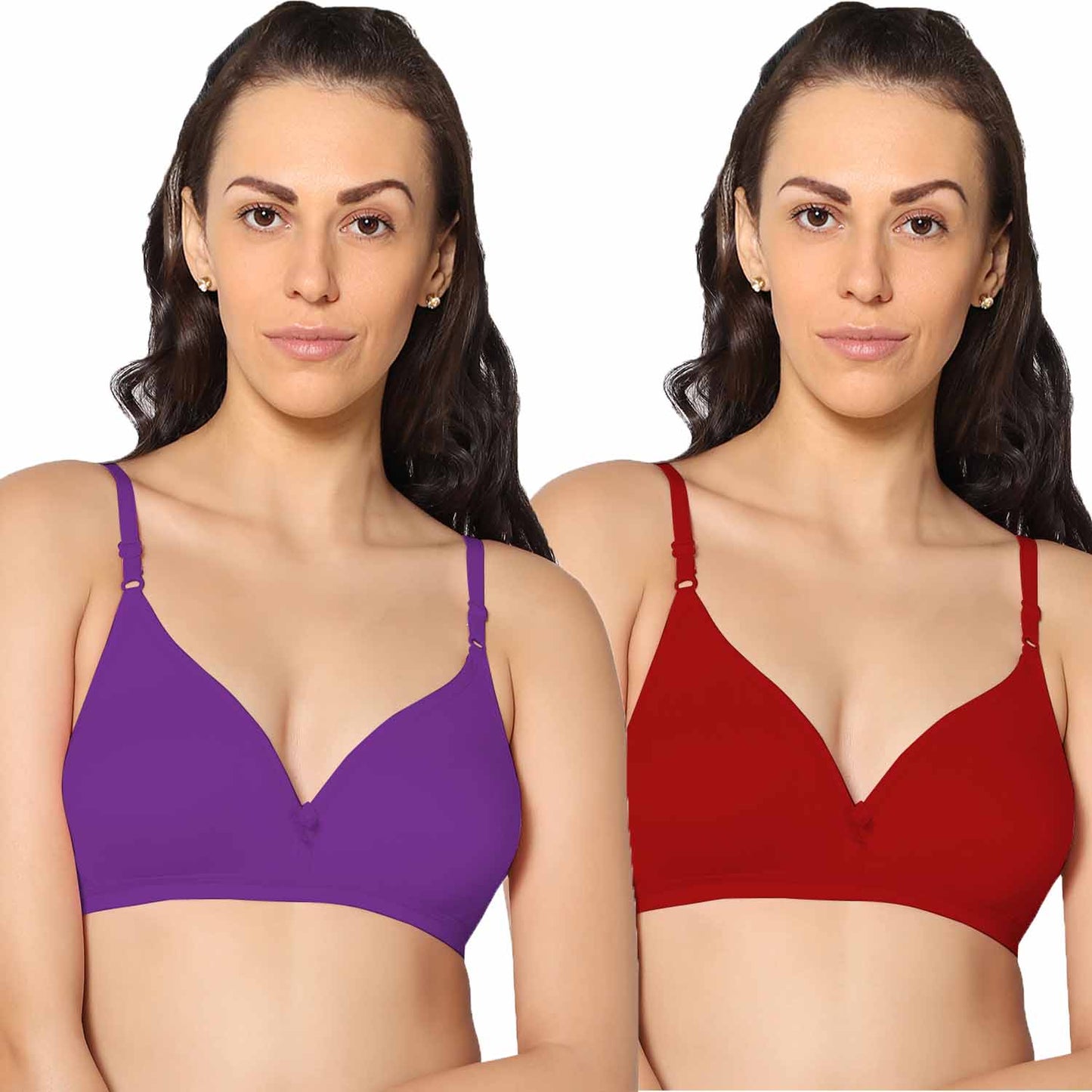 Half Coverage Non Padded Wire Free Everyday Bra Pack Of 2.