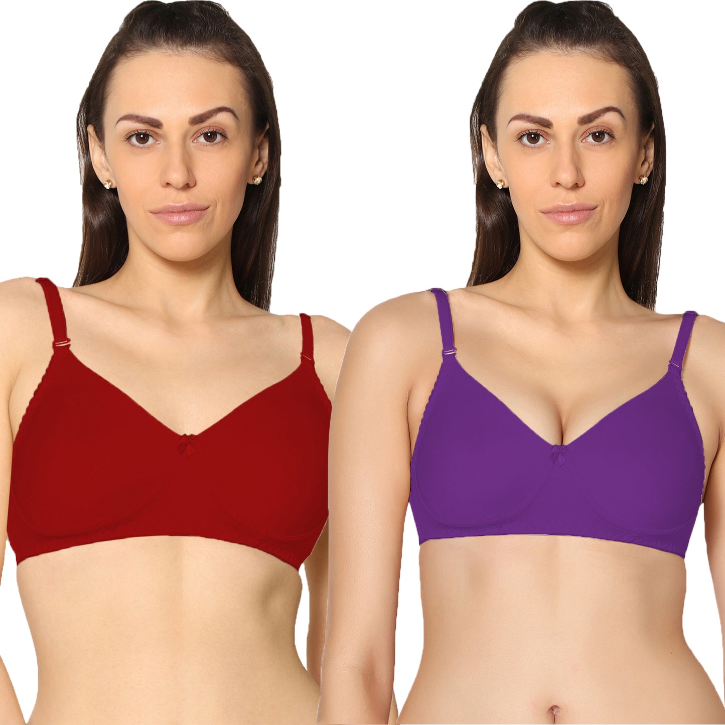 Non Padded Full Coverage Super Combed Stretch T-Shirt Every Day Bra (Pack Of 2).