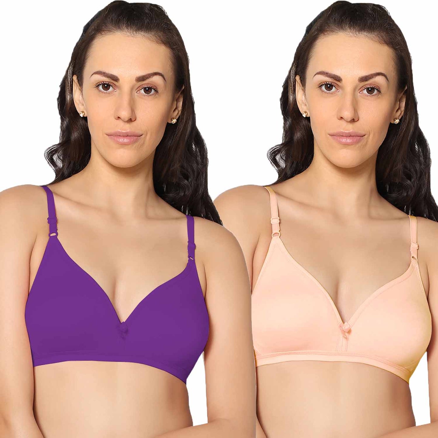 Half Coverage Non Padded Wire Free Everyday Bra Pack Of 2.