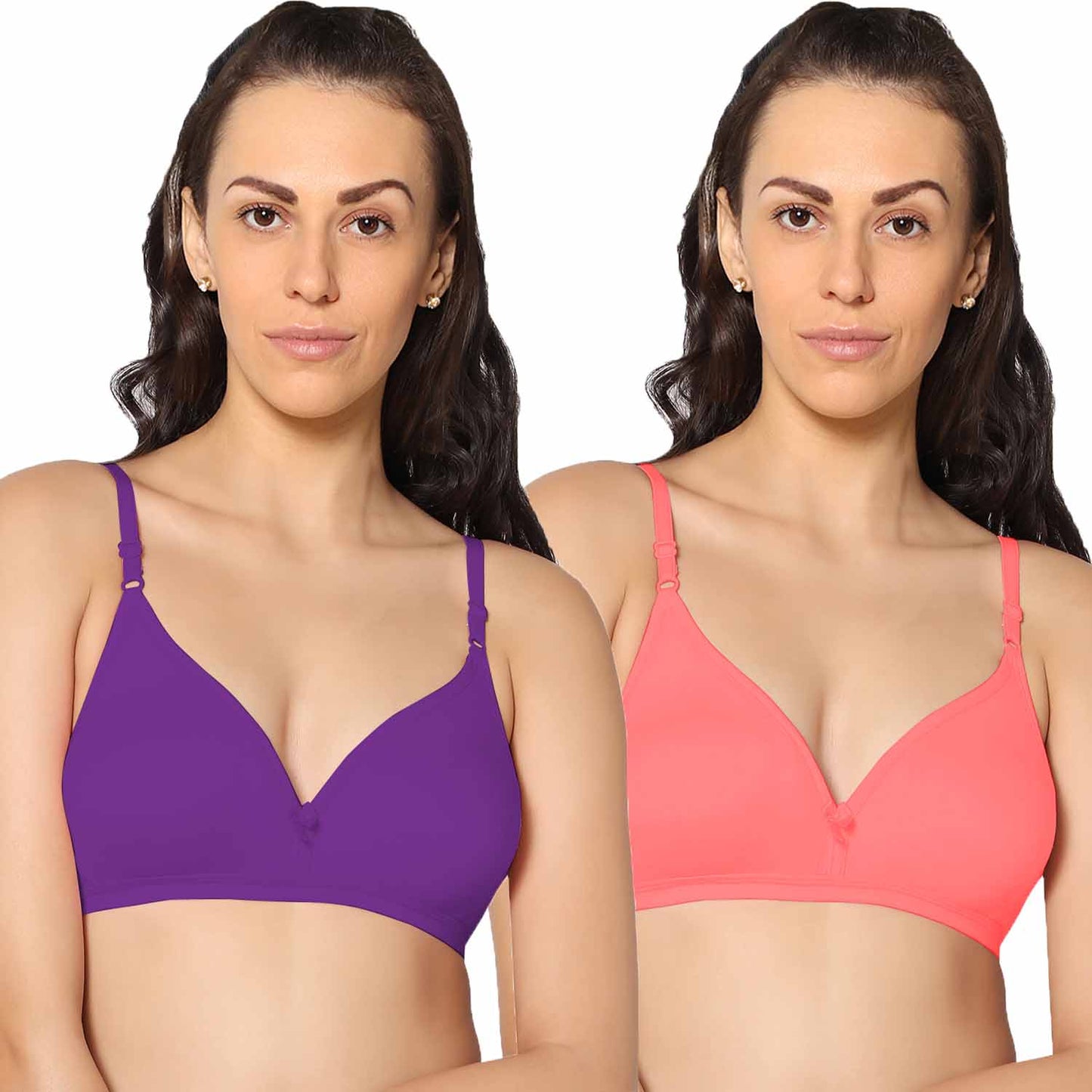 Half Coverage Non Padded Wire Free Everyday Bra Pack Of 2.