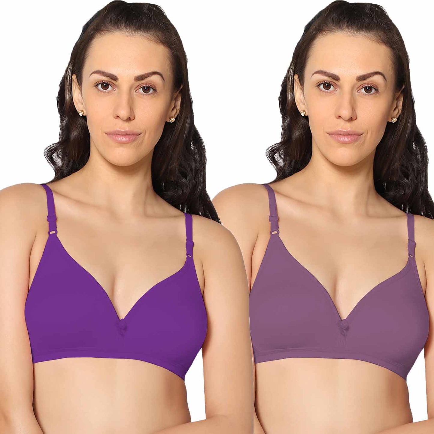 Half Coverage Non Padded Wire Free Everyday Bra Pack Of 2.