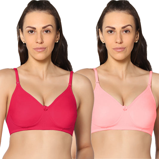 Full Coverage Non Padded Super Combed Cotton Stretch All Day Comfort Bra (Pack Of 2)