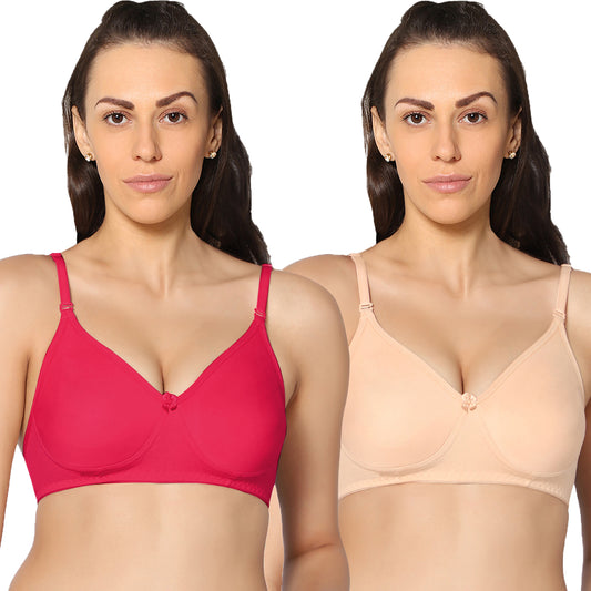 Full Coverage Non Padded Super Combed Cotton Stretch All Day Comfort Bra (Pack Of 2)