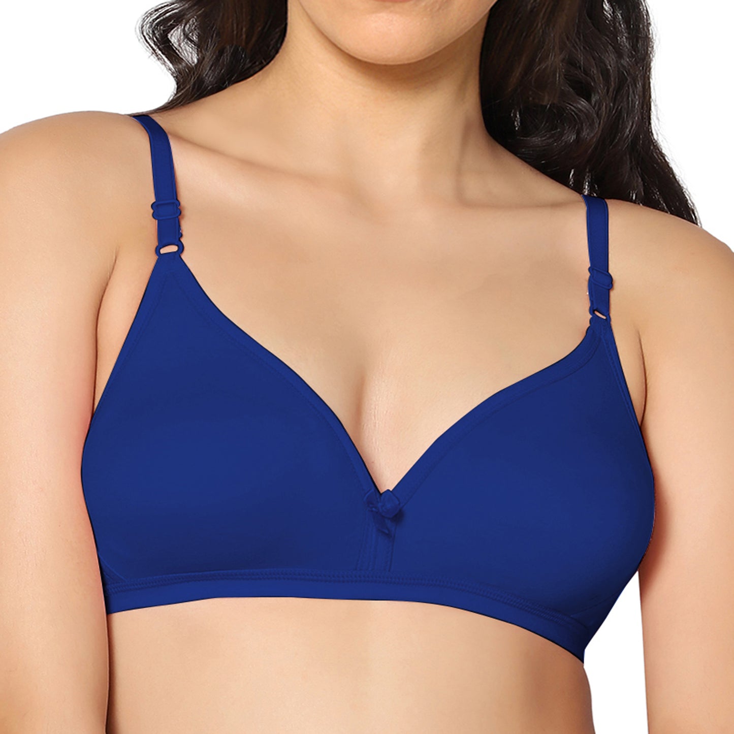 Half Coverage Royal Blue Non Padded Wire Free Everyday Bra.