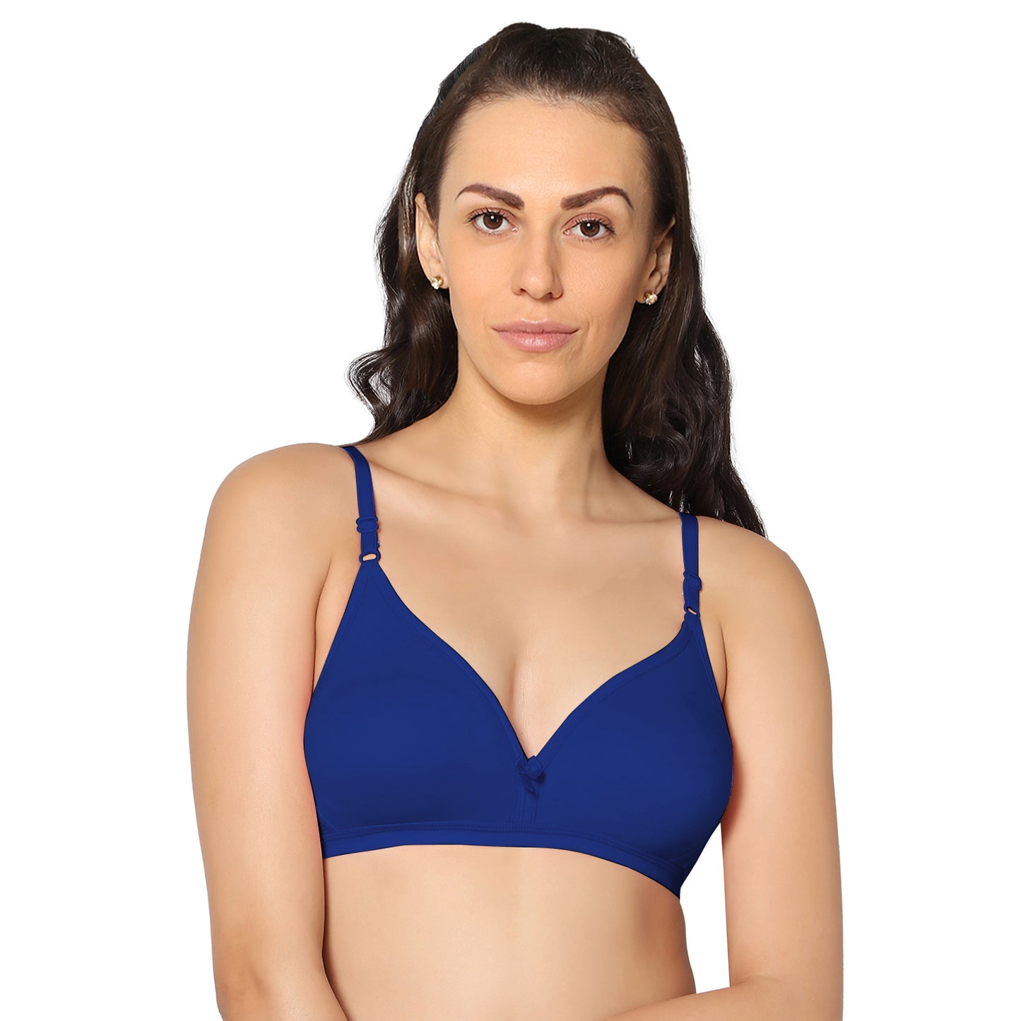 Half Coverage Royal Blue Non Padded Wire Free Everyday Bra.