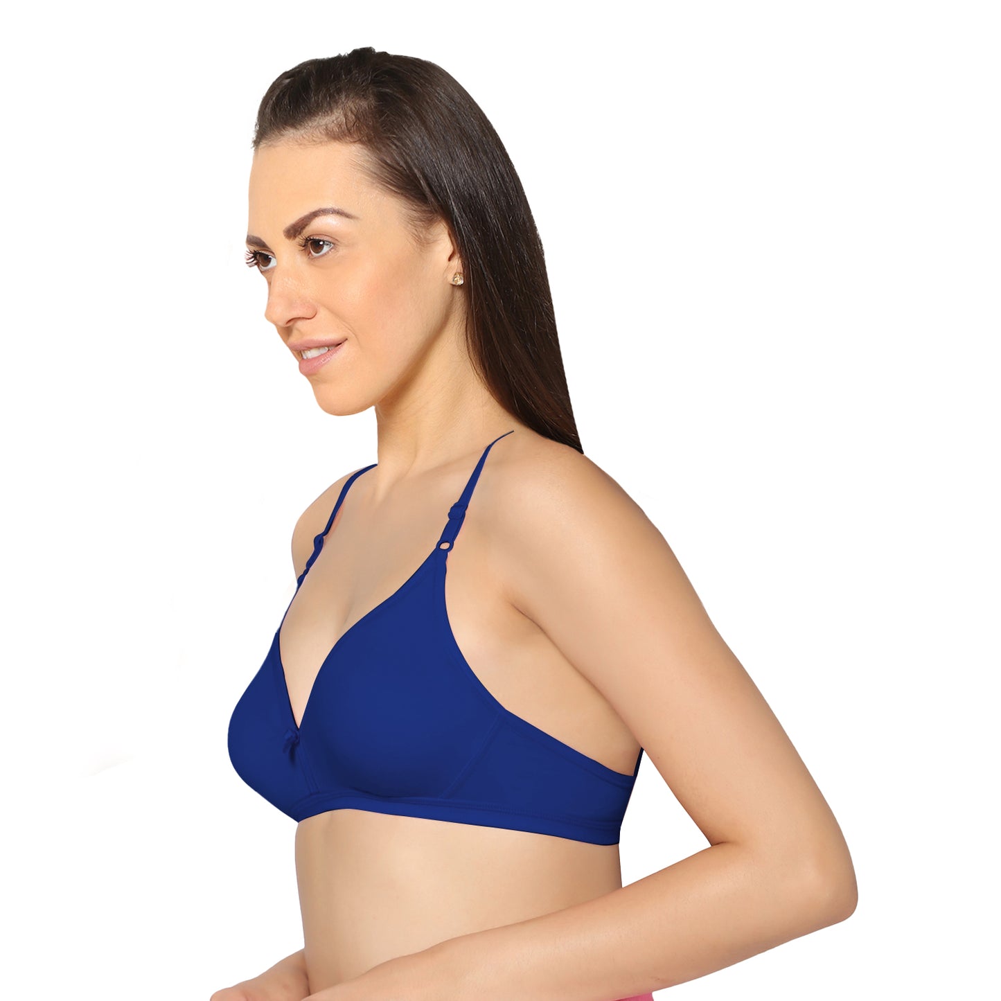 Half Coverage Royal Blue Non Padded Wire Free Everyday Bra.