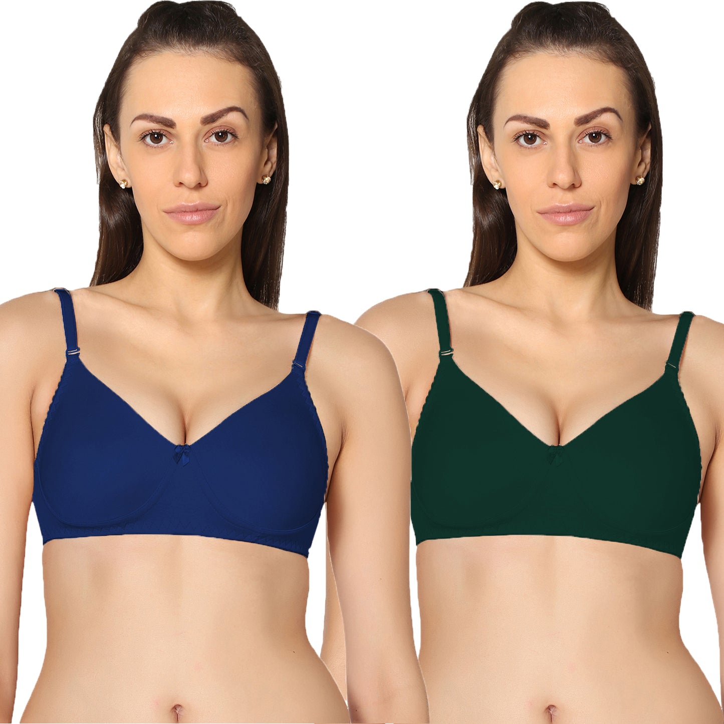 Non Padded Full Coverage Super Combed Stretch T-Shirt Every Day Bra (Pack Of 2).