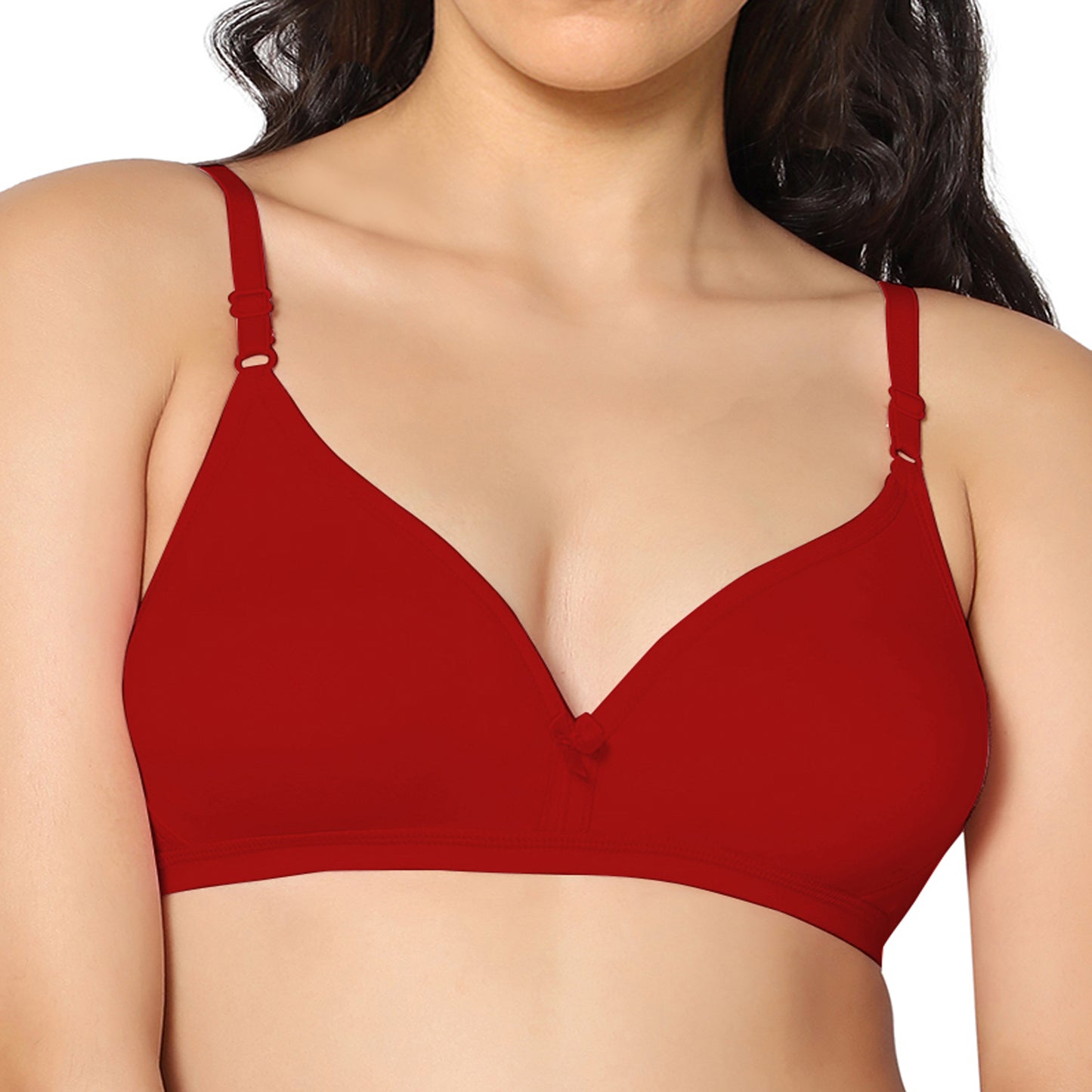 Half Coverage Red Non Padded Wire Free Everyday Bra.