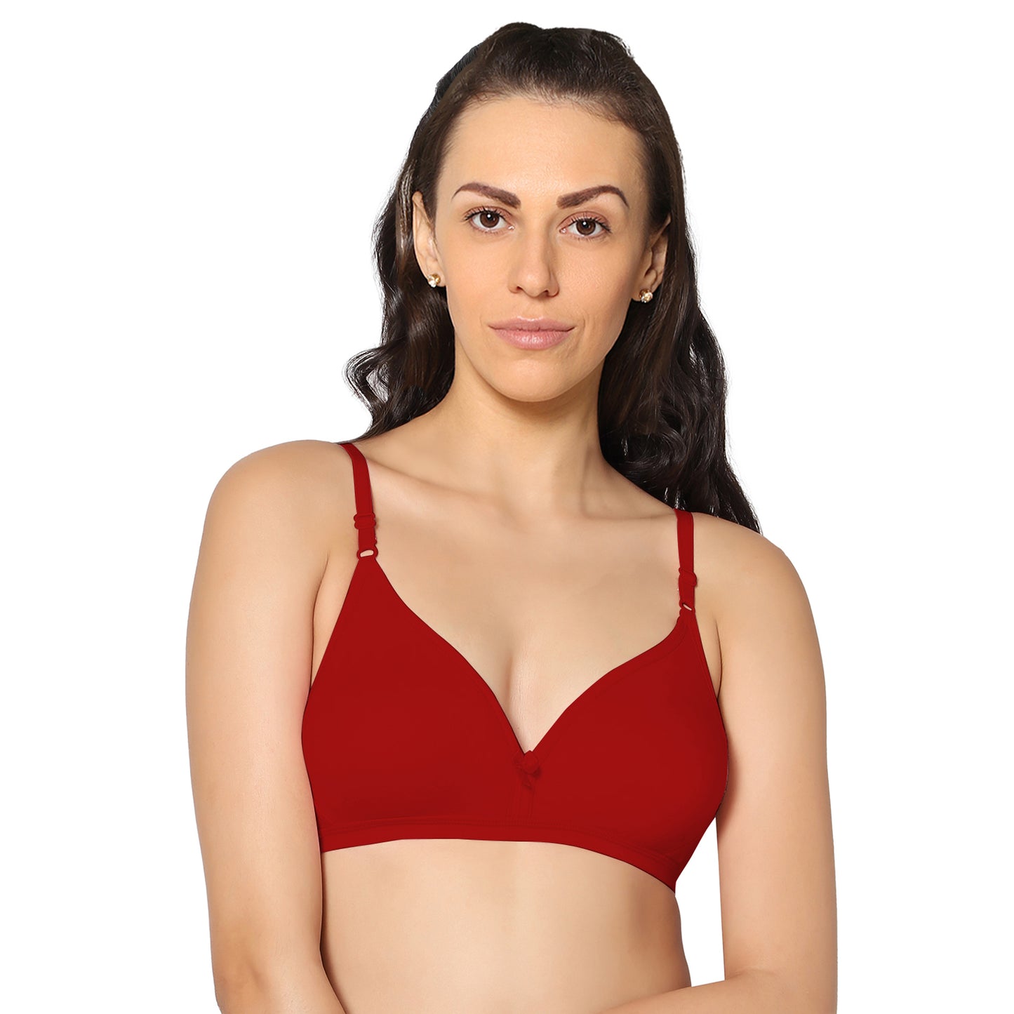 Half Coverage Red Non Padded Wire Free Everyday Bra.