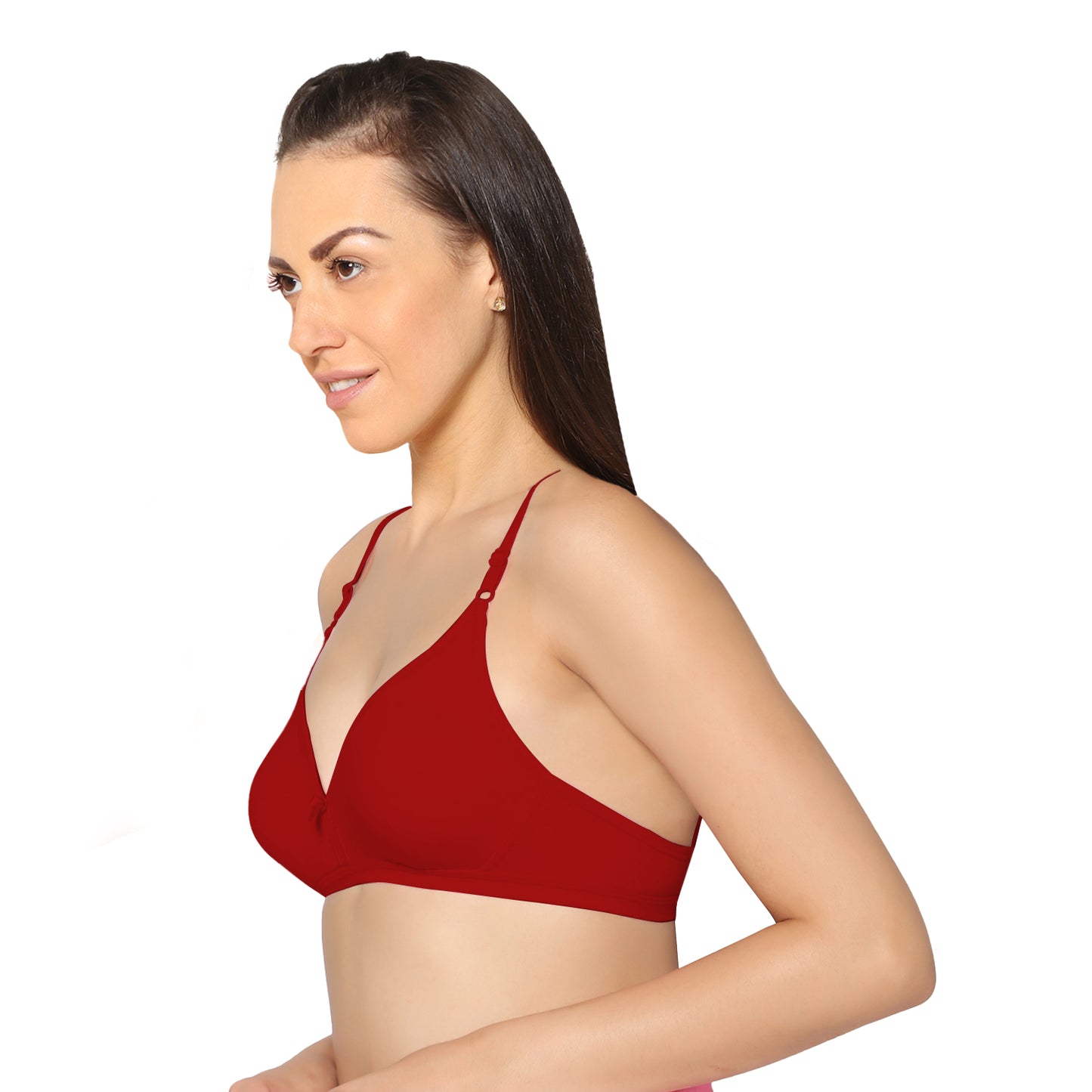 Half Coverage Red Non Padded Wire Free Everyday Bra.