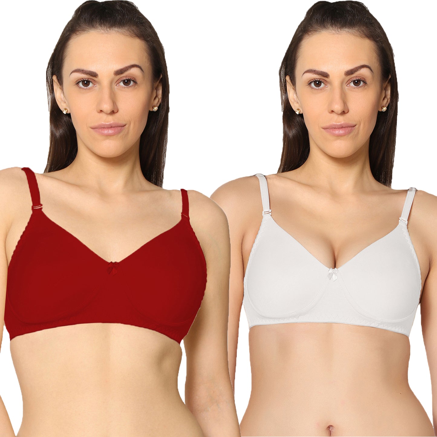 Non Padded Full Coverage Super Combed Stretch T-Shirt Every Day Bra (Pack Of 2).