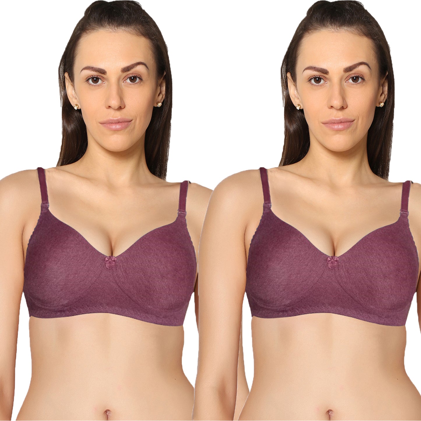 Non Padded Full Coverage Super Combed Stretch T-Shirt Every Day Bra (Pack Of 2)