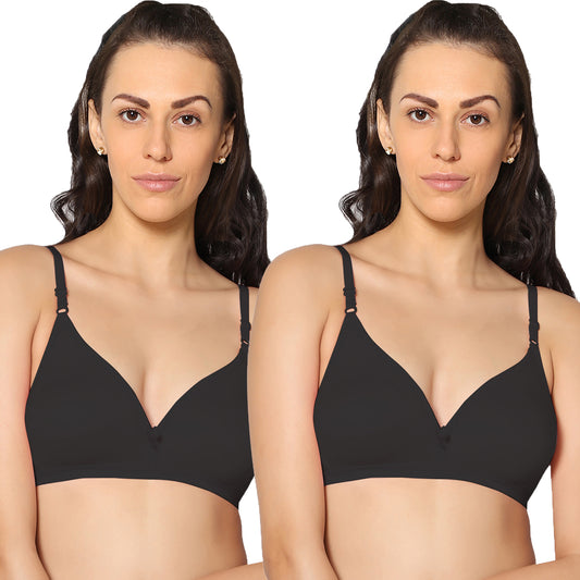 Half Coverage Non Padded Wire Free Everyday Bra Pack Of 2.