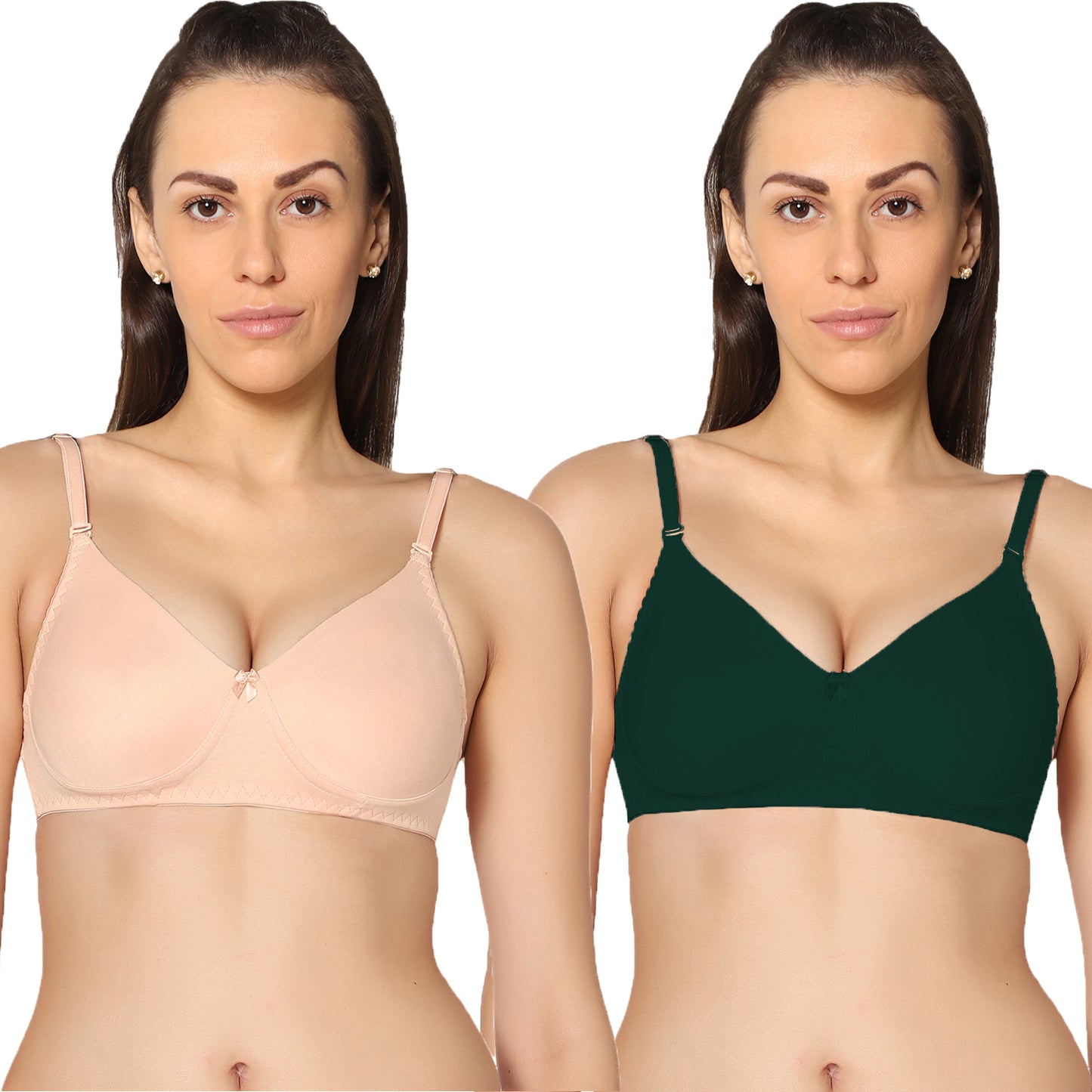 Non Padded Full Coverage Super Combed Stretch T-Shirt Every Day Bra (Pack Of 2).