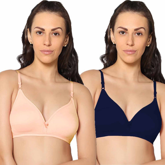 Half Coverage Non Padded Wire Free Everyday Bra Pack Of 2.