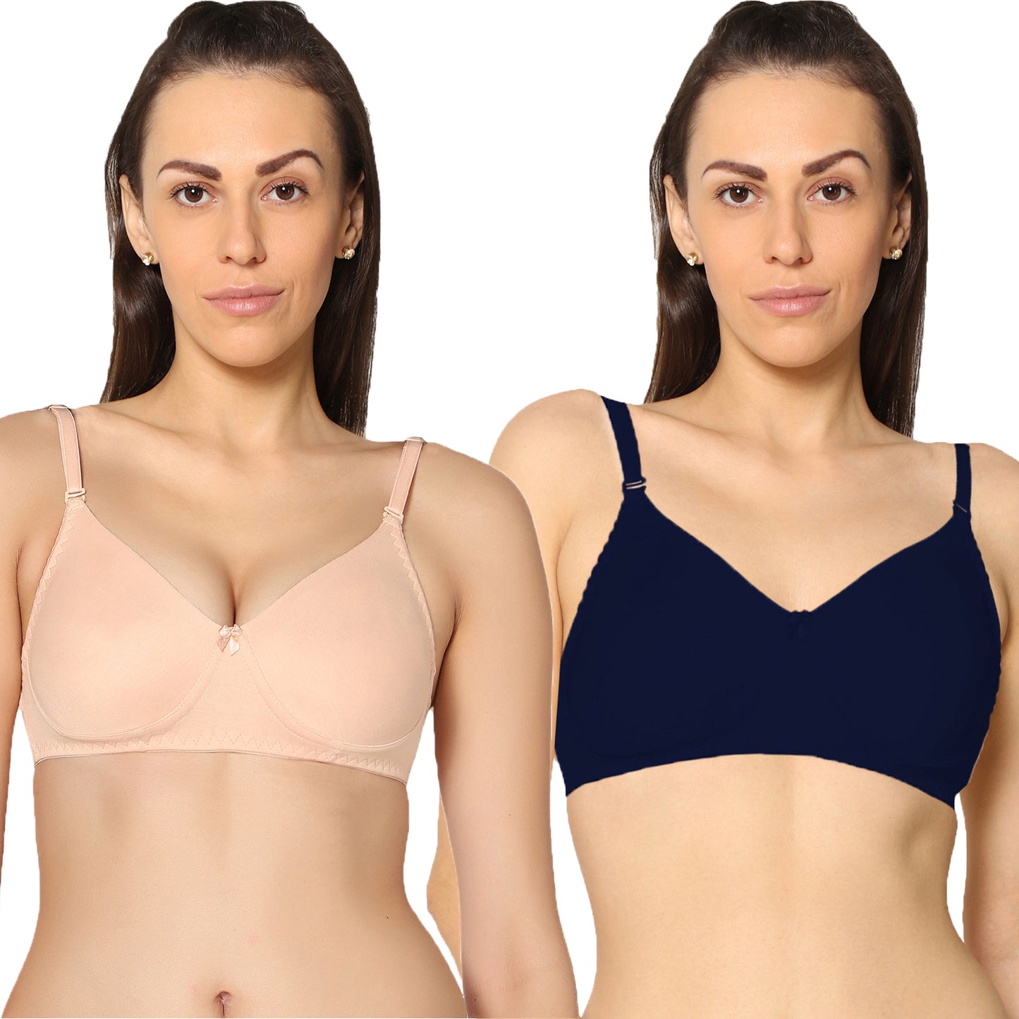 Non Padded Full Coverage Super Combed Stretch T-Shirt Every Day Bra (Pack Of 2).