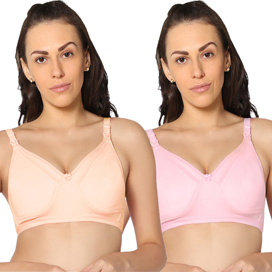 Full Coverage Non Padded All Day Comfort Feeding Bra (Pack Of 2).