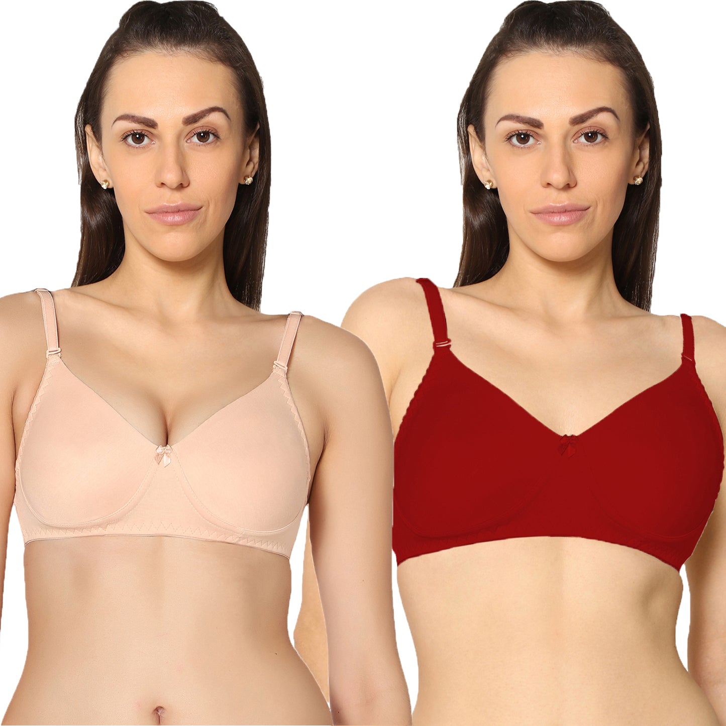 Non Padded Full Coverage Super Combed Stretch T-Shirt Every Day Bra (Pack Of 2).