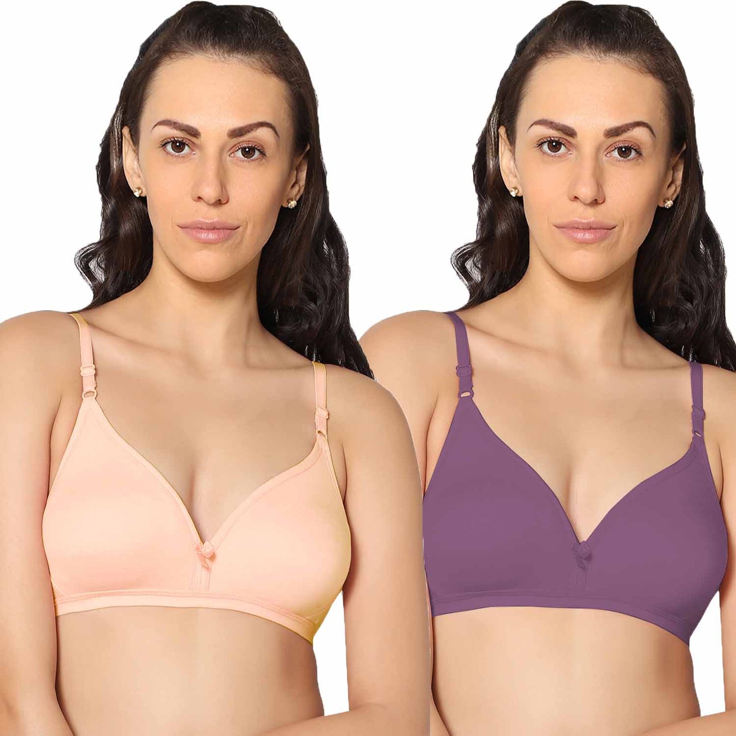 Half Coverage Non Padded Wire Free Everyday Bra Pack Of 2.