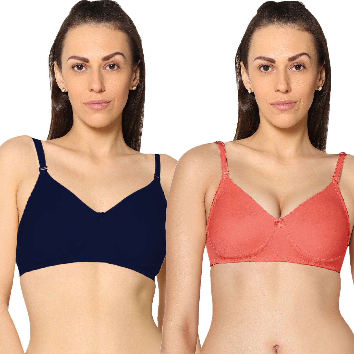 Non Padded Full Coverage Super Combed Stretch T-Shirt Every Day Bra (Pack Of 2).