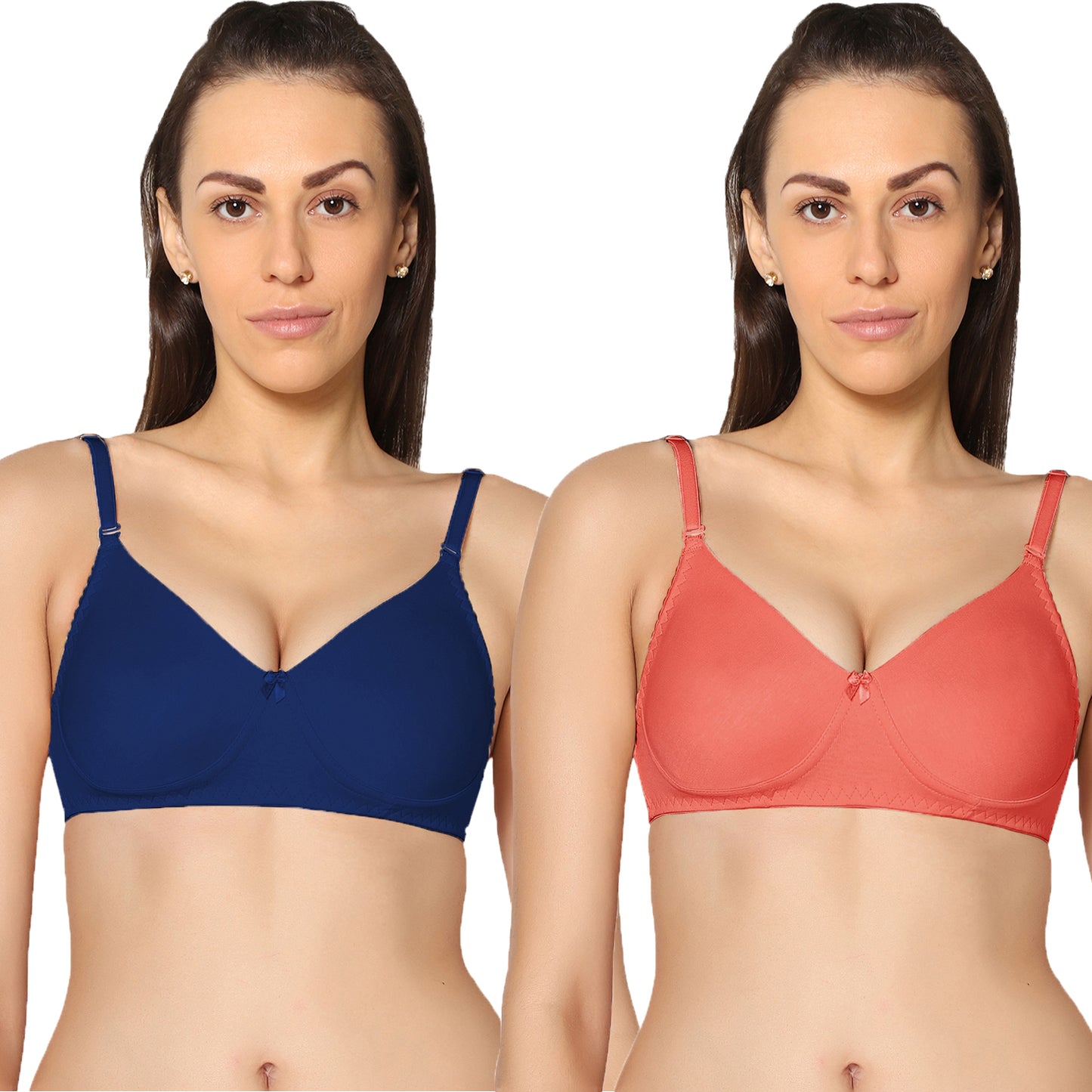 Non Padded Full Coverage Super Combed Stretch T-Shirt Every Day Bra (Pack Of 2).