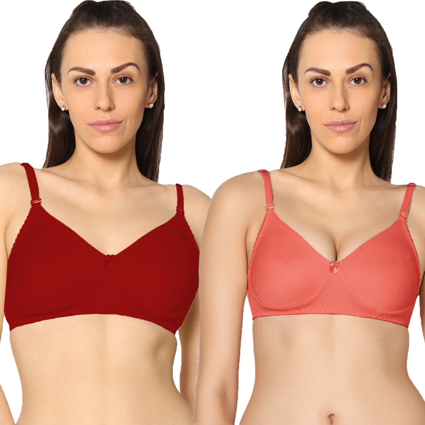 Non Padded Full Coverage Super Combed Stretch T-Shirt Every Day Bra (Pack Of 2).