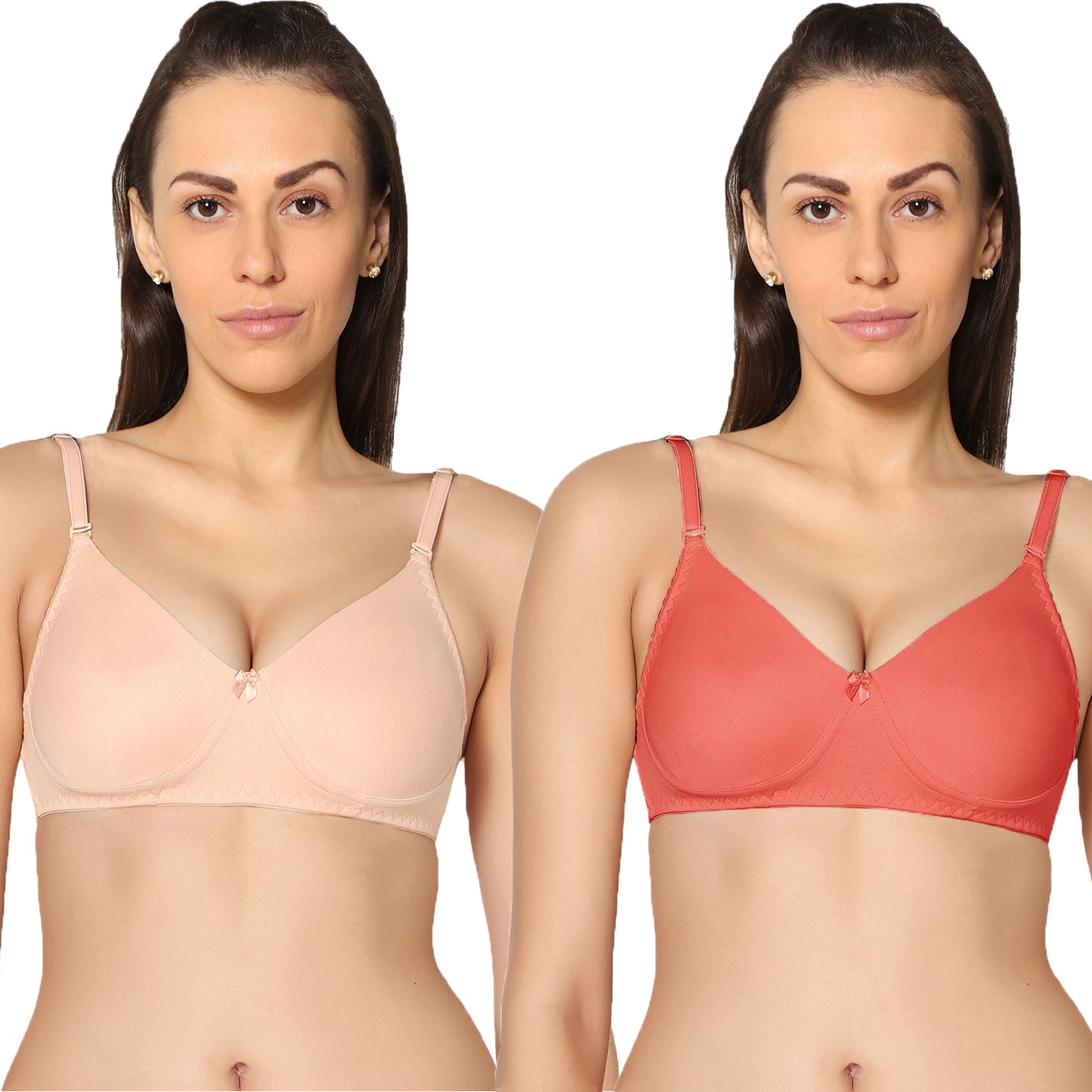 Non Padded Full Coverage Super Combed Stretch T-Shirt Every Day Bra (Pack Of 2).